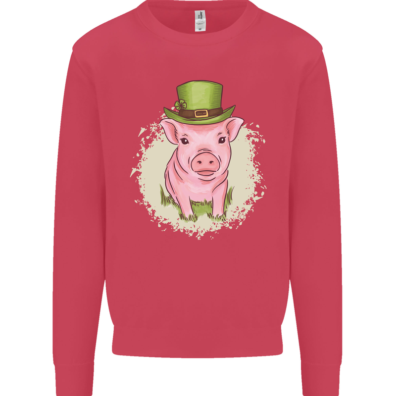 St Patricks Day Pig Mens Sweatshirt Jumper Heliconia
