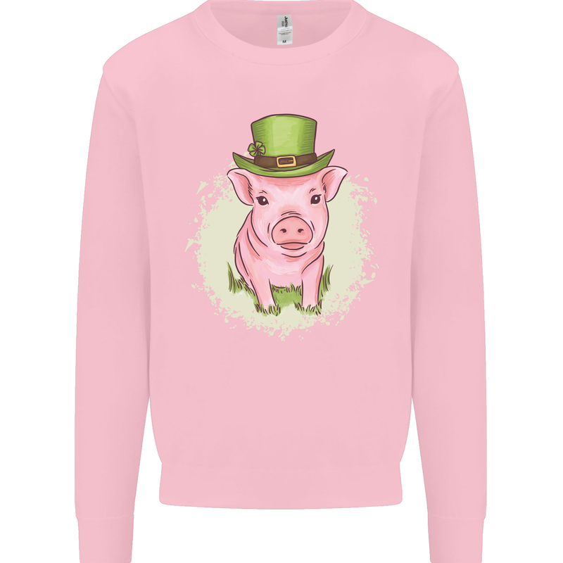 St Patricks Day Pig Mens Sweatshirt Jumper Light Pink