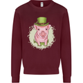 St Patricks Day Pig Mens Sweatshirt Jumper Maroon