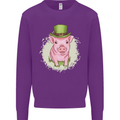 St Patricks Day Pig Mens Sweatshirt Jumper Purple