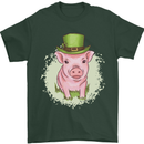 St Patricks Day Pig Mens T-Shirt Cotton Gildan Forest Green