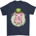 St Patricks Day Pig Mens T-Shirt Cotton Gildan Navy Blue
