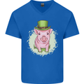 St Patricks Day Pig Mens V-Neck Cotton T-Shirt Royal Blue