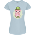 St Patricks Day Pig Womens Petite Cut T-Shirt Light Blue