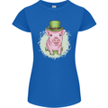 St Patricks Day Pig Womens Petite Cut T-Shirt Royal Blue