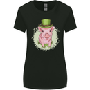 St Patricks Day Pig Womens Wider Cut T-Shirt Black