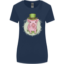 St Patricks Day Pig Womens Wider Cut T-Shirt Navy Blue