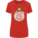 St Patricks Day Pig Womens Wider Cut T-Shirt Red