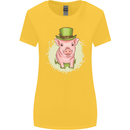 St Patricks Day Pig Womens Wider Cut T-Shirt Yellow