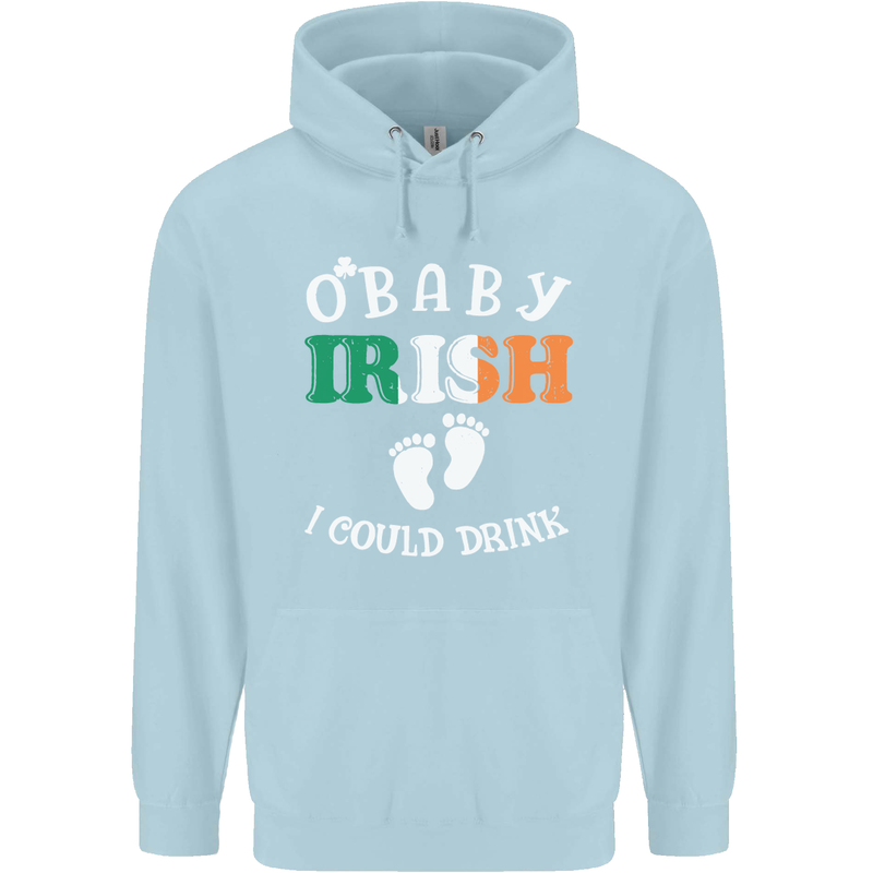 St Patricks Day Pregnant New Baby Funny Childrens Kids Hoodie Light Blue