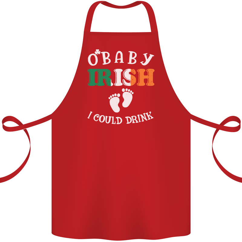 St Patricks Day Pregnant New Baby Funny Cotton Apron 100% Organic Red