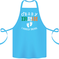 St Patricks Day Pregnant New Baby Funny Cotton Apron 100% Organic Turquoise