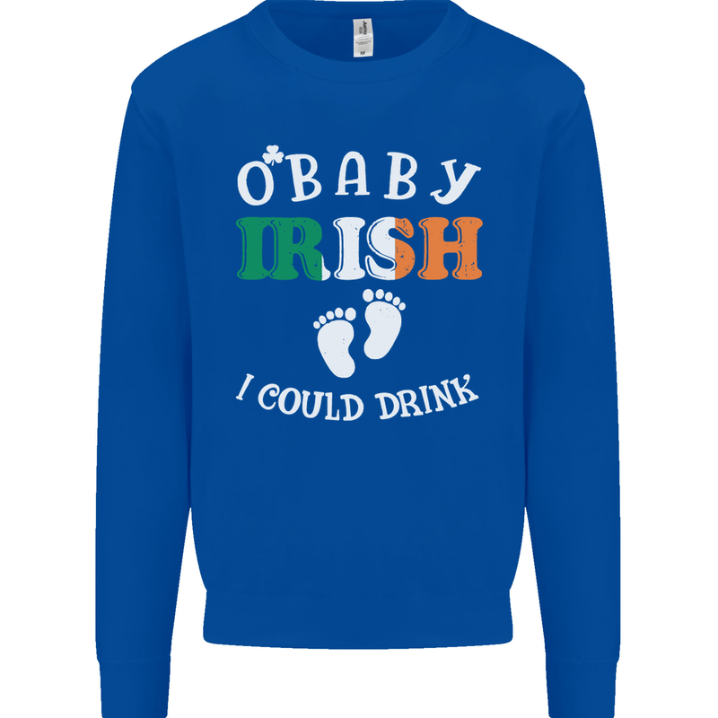 St Patricks Day Pregnant New Baby Funny Kids Sweatshirt Jumper Royal Blue