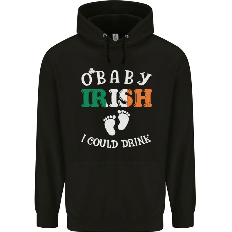 St Patricks Day Pregnant New Baby Funny Mens 80% Cotton Hoodie Black