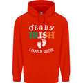 St Patricks Day Pregnant New Baby Funny Mens 80% Cotton Hoodie Bright Red