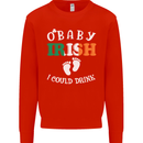 St Patricks Day Pregnant New Baby Funny Mens Sweatshirt Jumper Bright Red