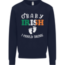 St Patricks Day Pregnant New Baby Funny Mens Sweatshirt Jumper Navy Blue
