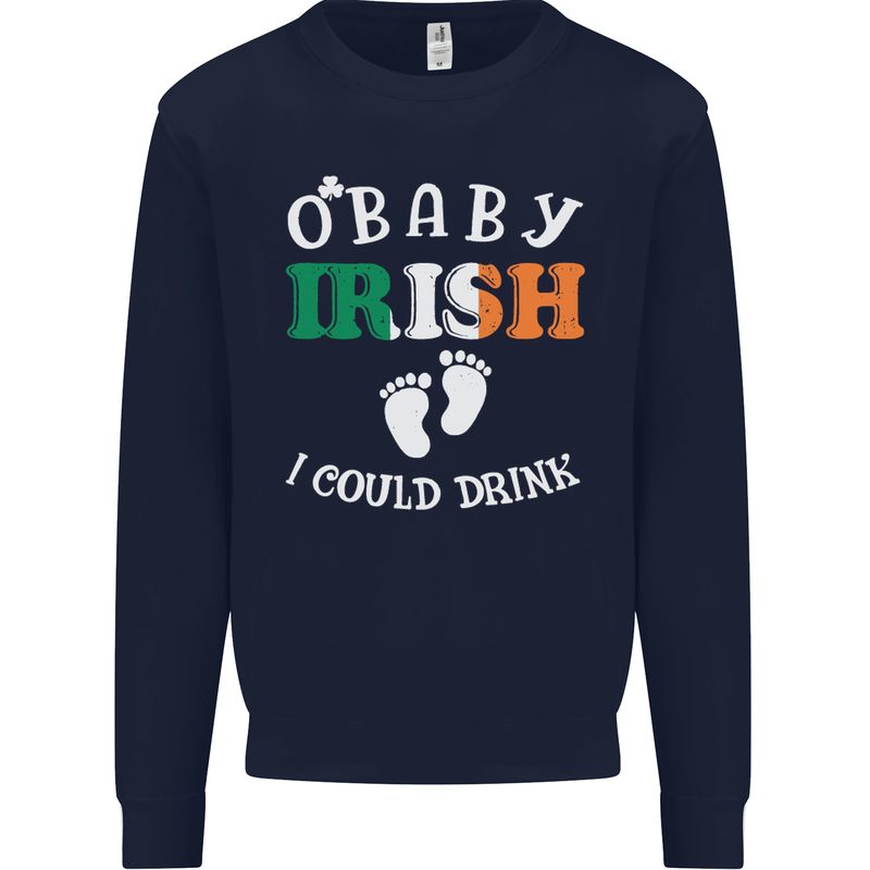 St Patricks Day Pregnant New Baby Funny Mens Sweatshirt Jumper Navy Blue