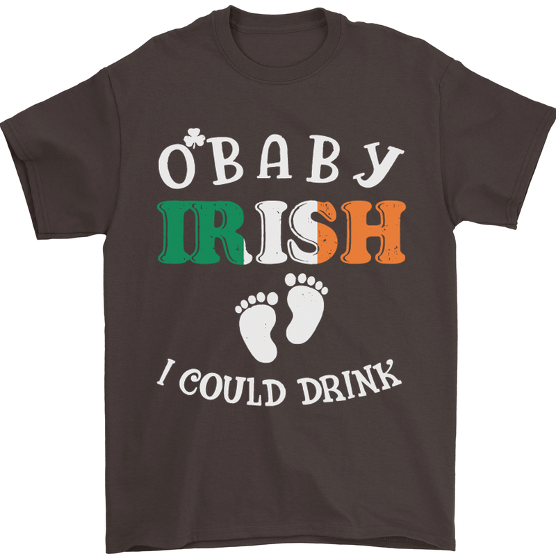 St Patricks Day Pregnant New Baby Funny Mens T-Shirt Cotton Gildan Dark Chocolate