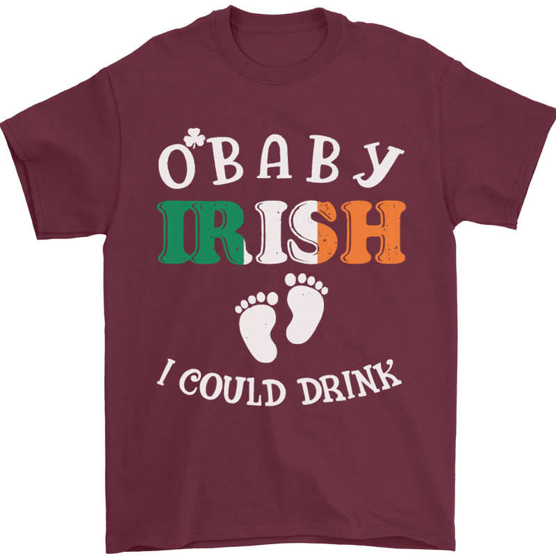 St Patricks Day Pregnant New Baby Funny Mens T-Shirt Cotton Gildan Maroon