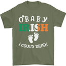 St Patricks Day Pregnant New Baby Funny Mens T-Shirt Cotton Gildan Military Green
