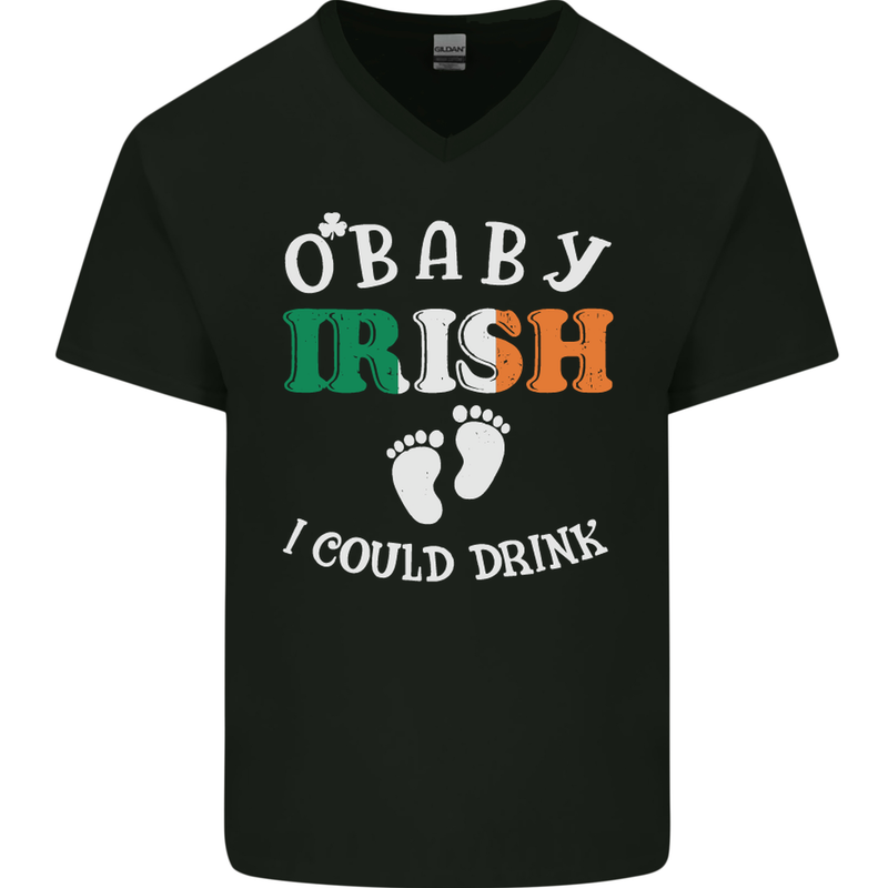 St Patricks Day Pregnant New Baby Funny Mens V-Neck Cotton T-Shirt Black