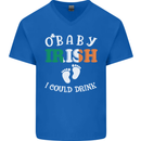 St Patricks Day Pregnant New Baby Funny Mens V-Neck Cotton T-Shirt Royal Blue