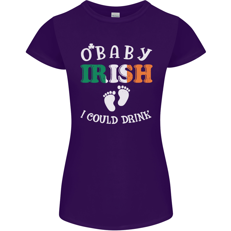 St Patricks Day Pregnant New Baby Funny Womens Petite Cut T-Shirt Purple