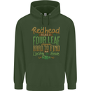 St Patricks Day Redhead Ginger Funny Irish Childrens Kids Hoodie Forest Green