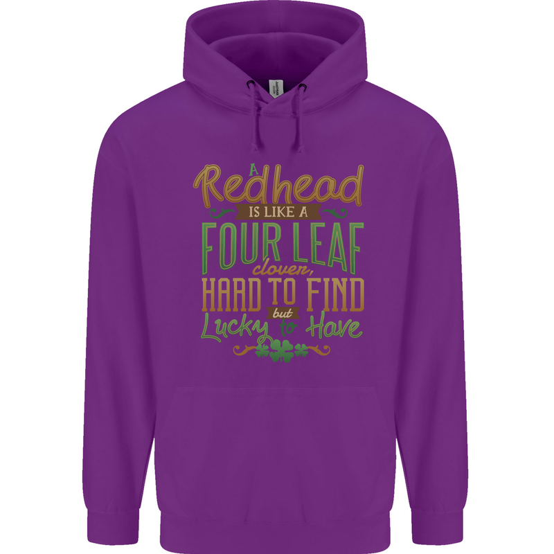 St Patricks Day Redhead Ginger Funny Irish Childrens Kids Hoodie Purple