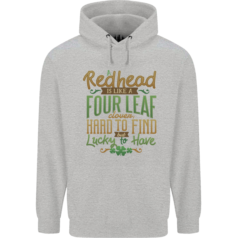 St Patricks Day Redhead Ginger Funny Irish Childrens Kids Hoodie Sports Grey
