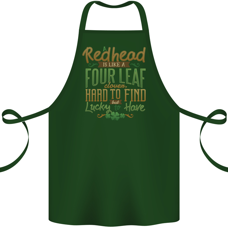 St Patricks Day Redhead Ginger Funny Irish Cotton Apron 100% Organic Forest Green