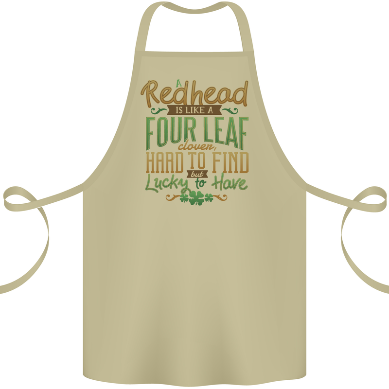 St Patricks Day Redhead Ginger Funny Irish Cotton Apron 100% Organic Khaki