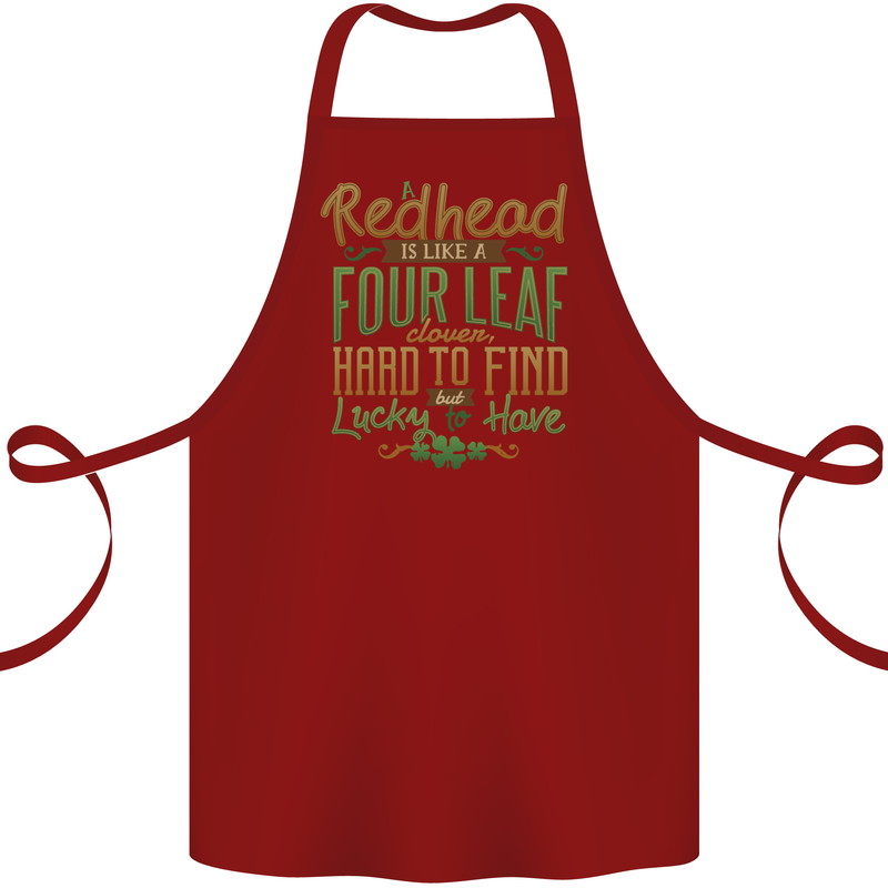 St Patricks Day Redhead Ginger Funny Irish Cotton Apron 100% Organic Maroon