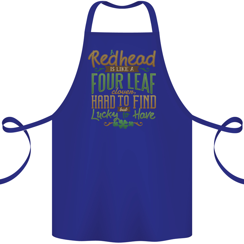 St Patricks Day Redhead Ginger Funny Irish Cotton Apron 100% Organic Royal Blue