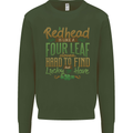 St Patricks Day Redhead Ginger Funny Irish Kids Sweatshirt Jumper Forest Green