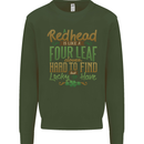 St Patricks Day Redhead Ginger Funny Irish Kids Sweatshirt Jumper Forest Green