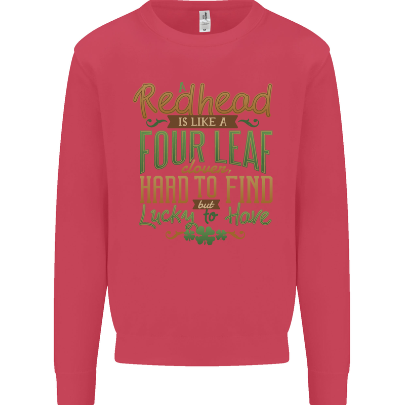 St Patricks Day Redhead Ginger Funny Irish Kids Sweatshirt Jumper Heliconia