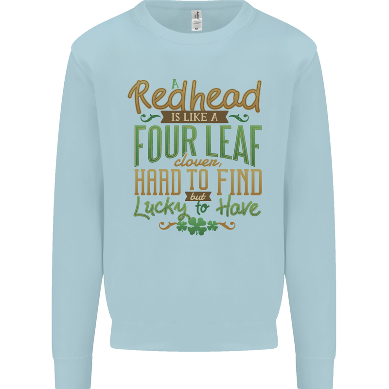 St Patricks Day Redhead Ginger Funny Irish Kids Sweatshirt Jumper Light Blue