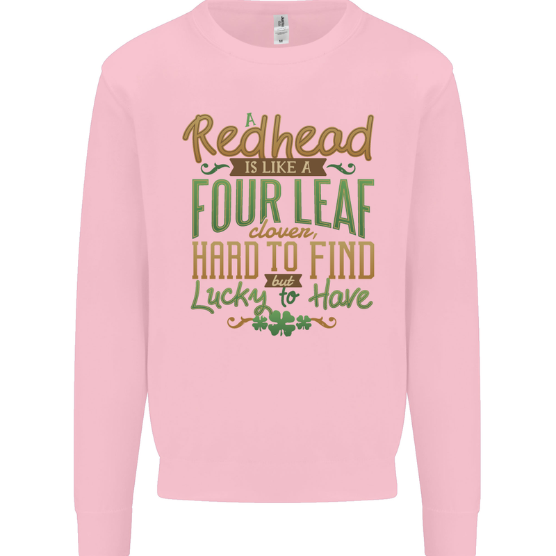 St Patricks Day Redhead Ginger Funny Irish Kids Sweatshirt Jumper Light Pink