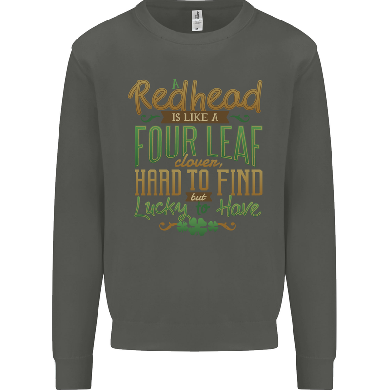 St Patricks Day Redhead Ginger Funny Irish Kids Sweatshirt Jumper Storm Grey