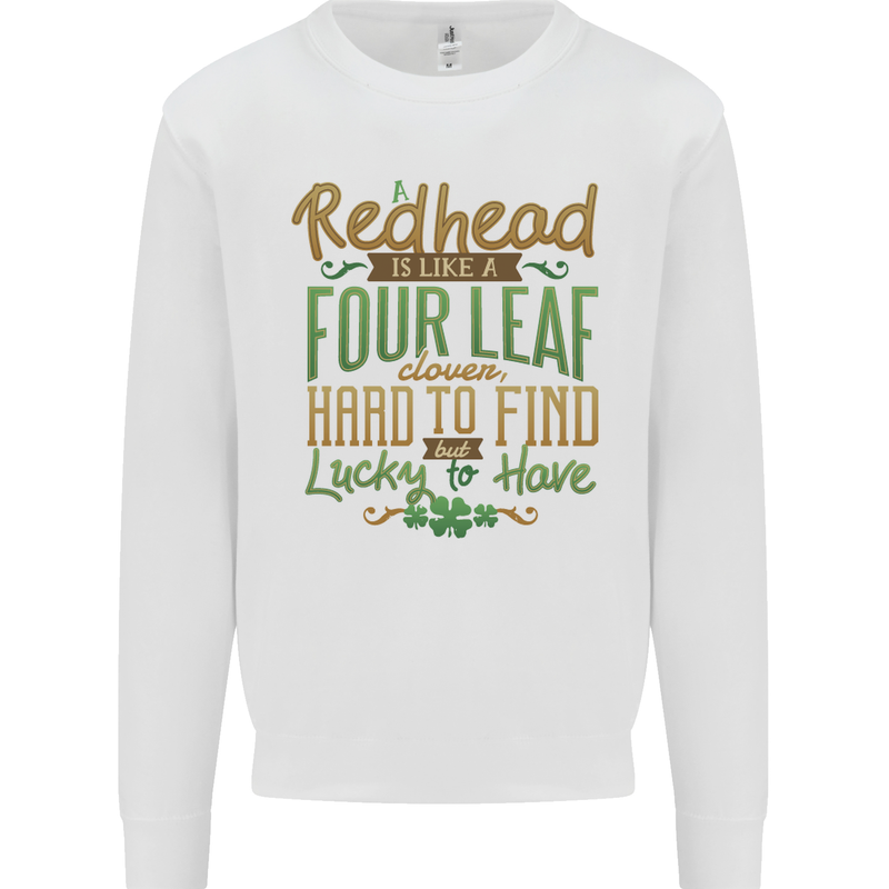 St Patricks Day Redhead Ginger Funny Irish Kids Sweatshirt Jumper White