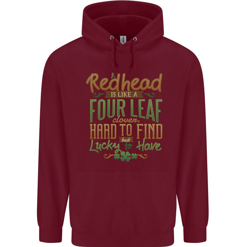 St Patricks Day Redhead Ginger Funny Irish Mens 80% Cotton Hoodie Maroon