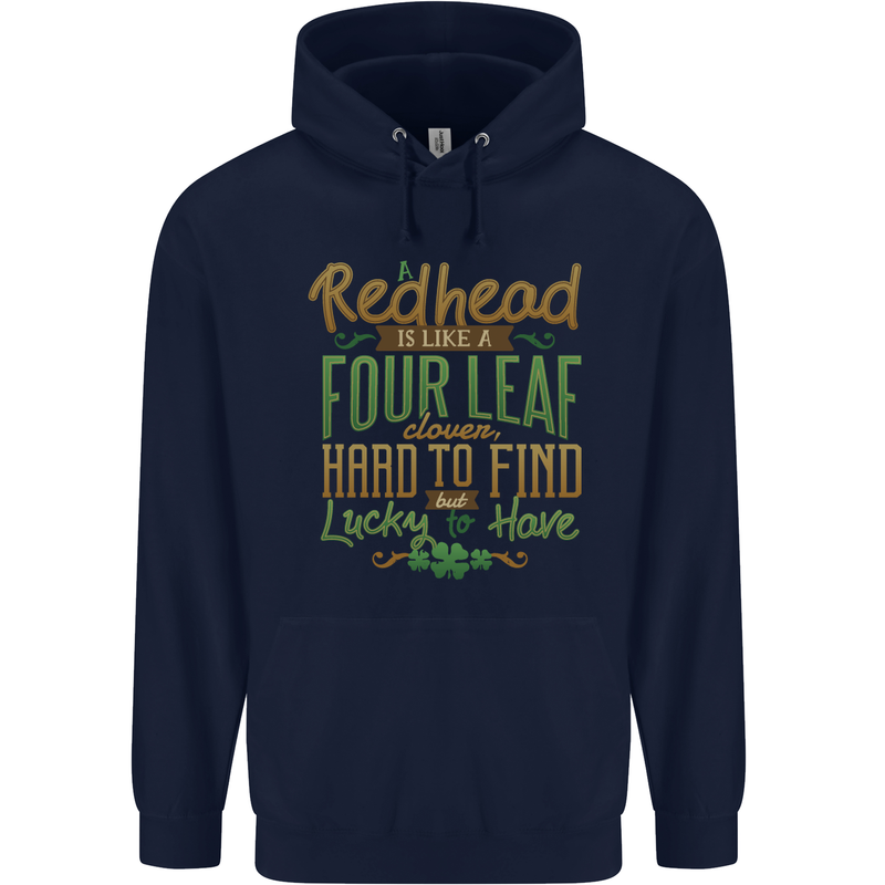 St Patricks Day Redhead Ginger Funny Irish Mens 80% Cotton Hoodie Navy Blue