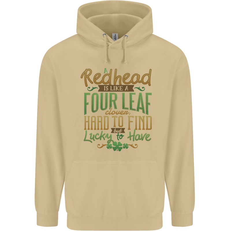 St Patricks Day Redhead Ginger Funny Irish Mens 80% Cotton Hoodie Sand