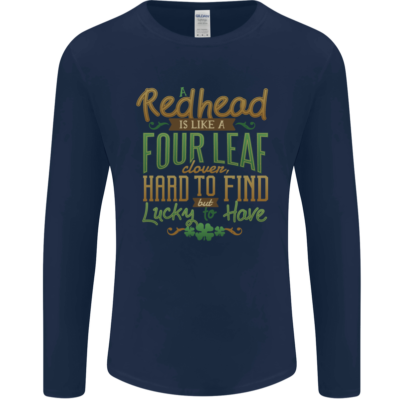 St Patricks Day Redhead Ginger Funny Irish Mens Long Sleeve T-Shirt Navy Blue