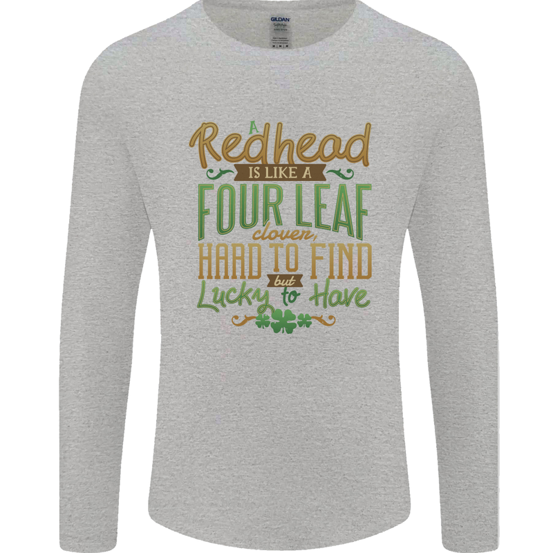 St Patricks Day Redhead Ginger Funny Irish Mens Long Sleeve T-Shirt Sports Grey