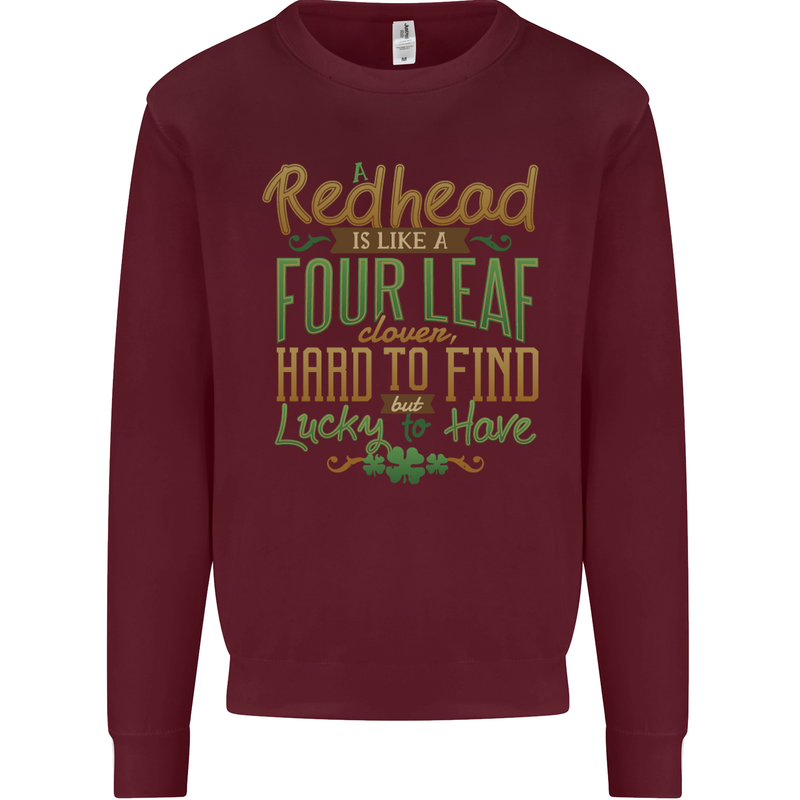 St Patricks Day Redhead Ginger Funny Irish Mens Sweatshirt Jumper Maroon