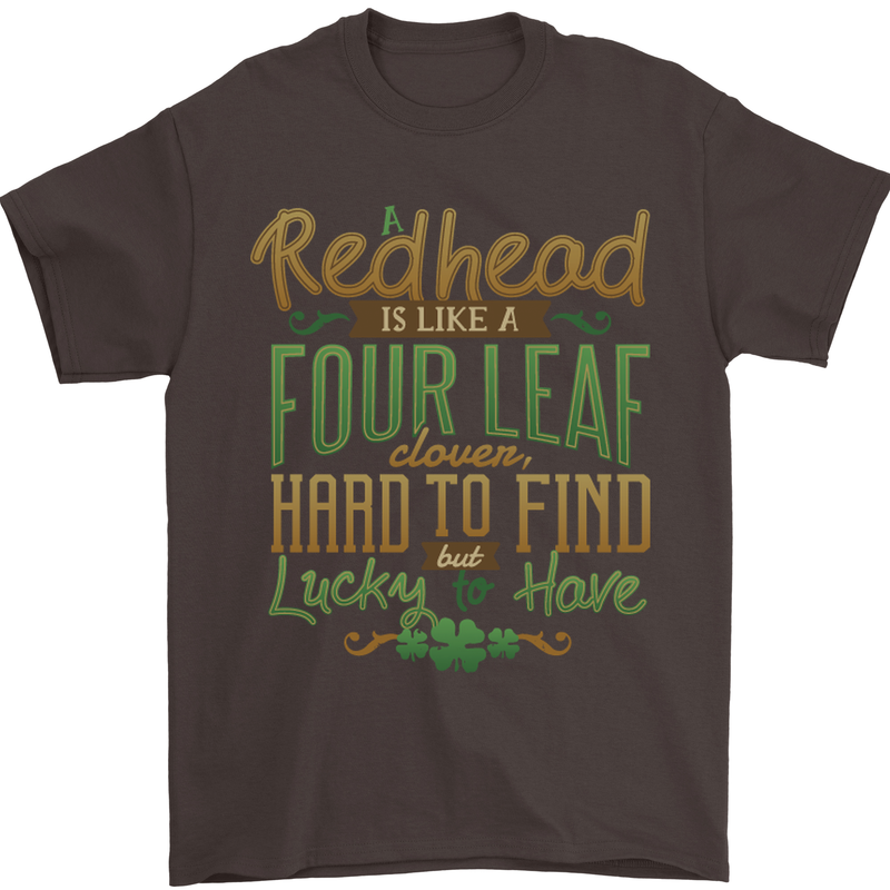 St Patricks Day Redhead Ginger Funny Irish Mens T-Shirt Cotton Gildan Dark Chocolate