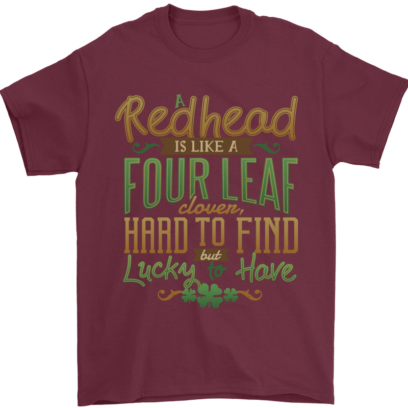 St Patricks Day Redhead Ginger Funny Irish Mens T-Shirt Cotton Gildan Maroon